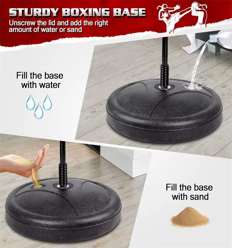 Adjustable Height Kids Boxing Punching Bag Set with Gloves, Fillable Base Freestanding Reflex Punch Ball for Children Fitness Stress Relief Training