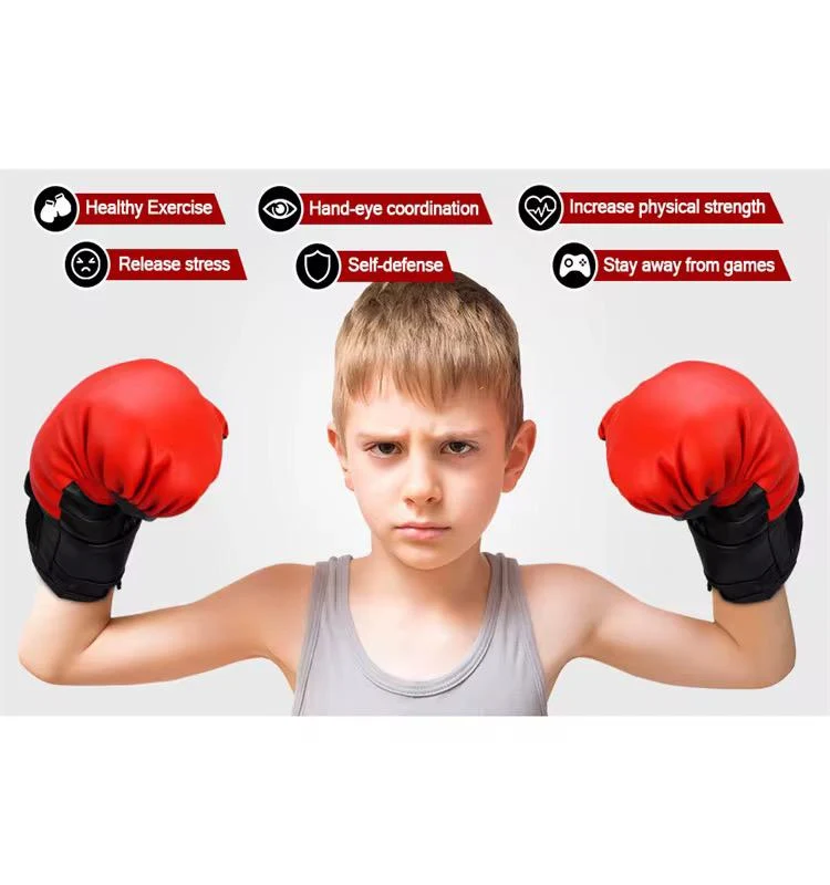 Adjustable Height Kids Boxing Punching Bag Set with Gloves, Fillable Base Freestanding Reflex Punch Ball for Children Fitness Stress Relief Training