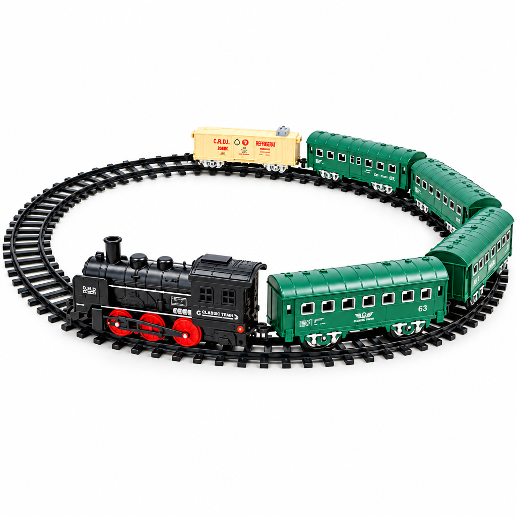 19-piece kids train set with electric locomotive and tracks