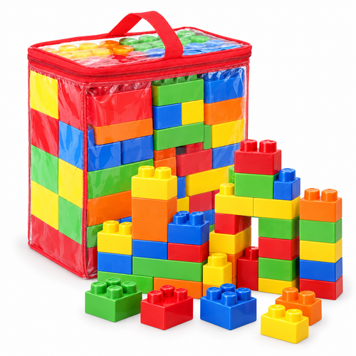 22-piece jumbo building blocks for toddlers with large colourful interlocking bricks and carry bag
