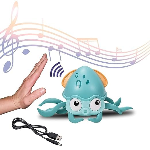 Crawling & Dancing Octopus Toy for Babies, Rechargeable Musical Light-Up Interactive Tummy Time Toy for Infants, Toddlers & Kids, Sensory Motor Development Birthday Gift for Boys & Girls