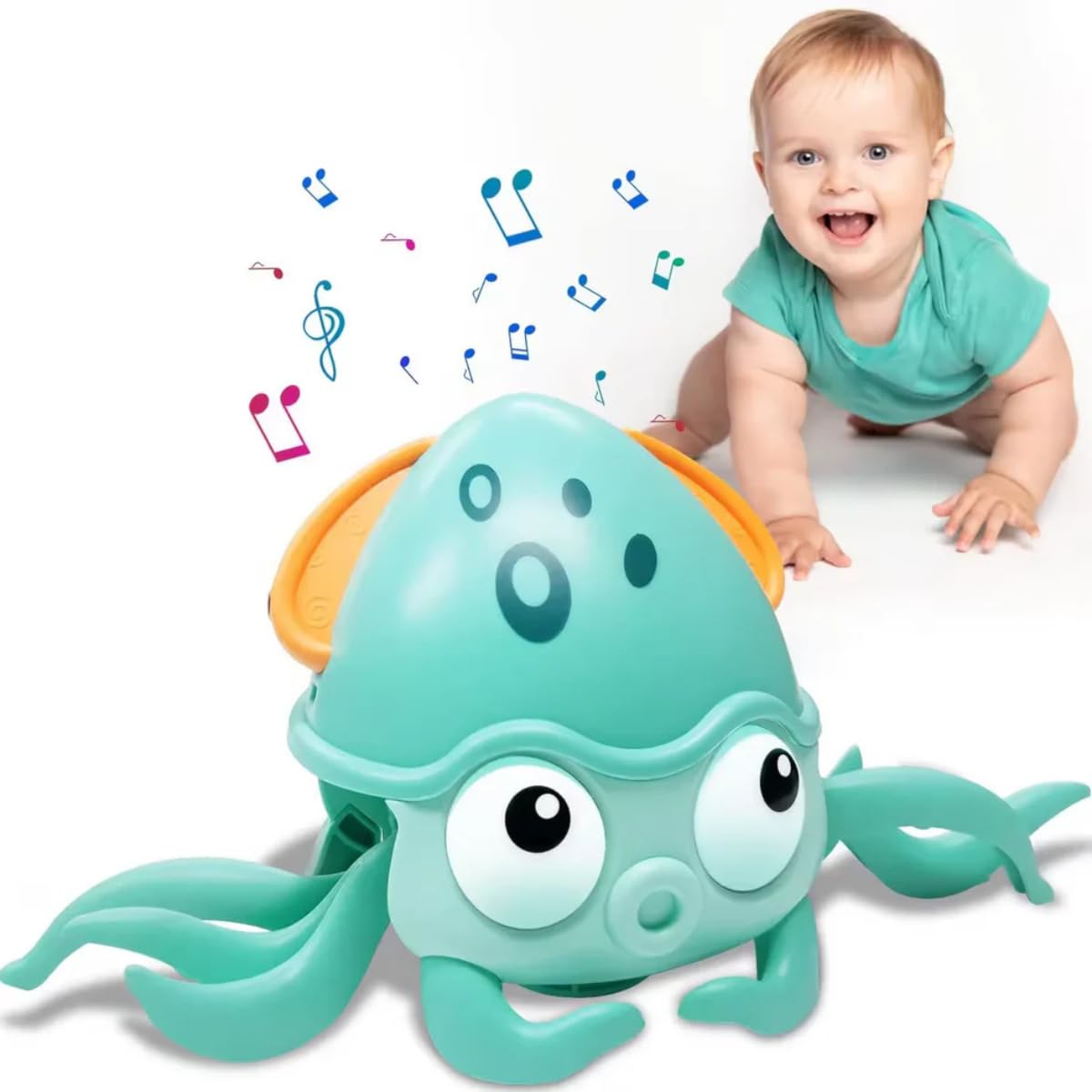 Crawling & Dancing Octopus Toy for Babies, Rechargeable Musical Light-Up Interactive Tummy Time Toy for Infants, Toddlers & Kids, Sensory Motor Development Birthday Gift for Boys & Girls