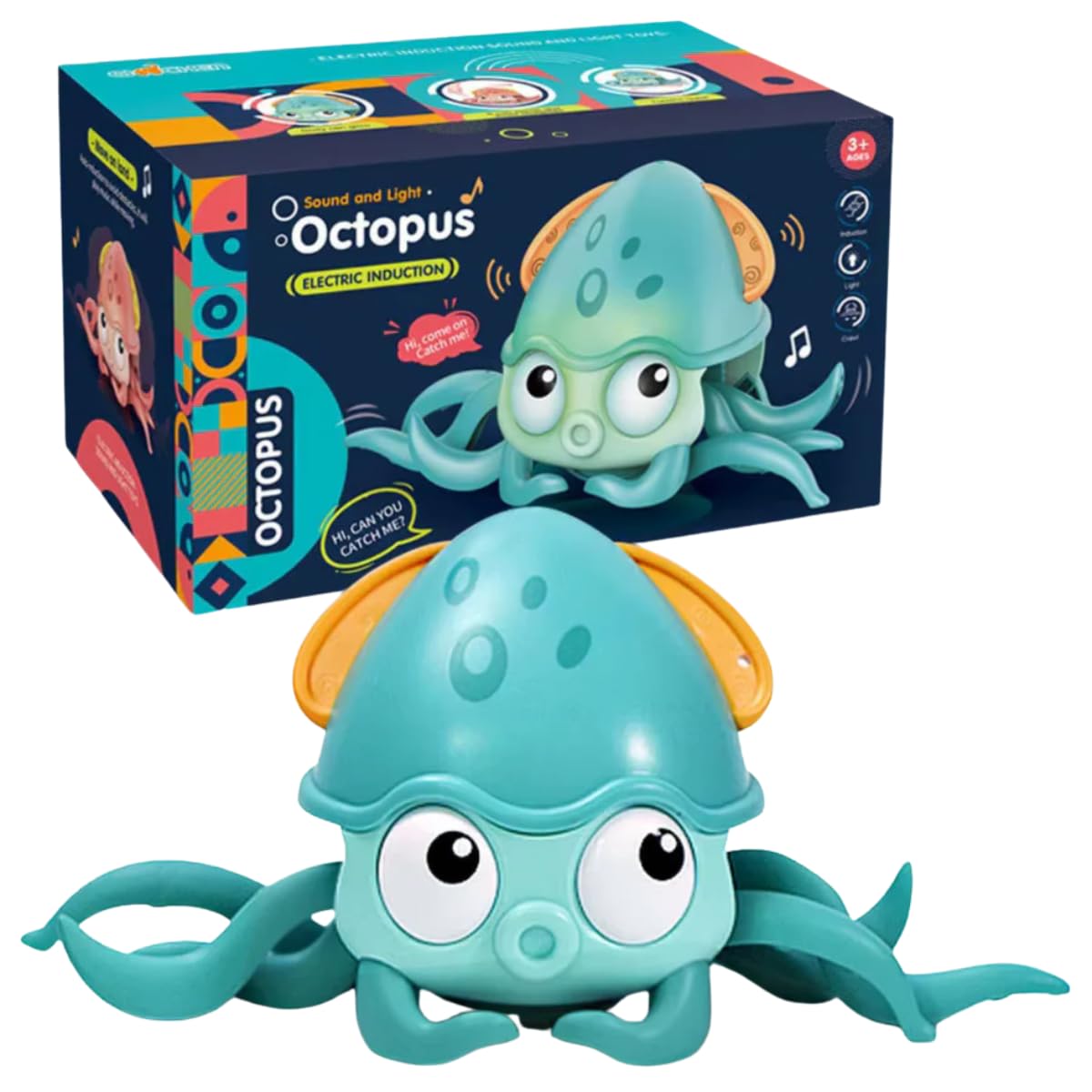 Crawling & Dancing Octopus Toy for Babies, Rechargeable Musical Light-Up Interactive Tummy Time Toy for Infants, Toddlers & Kids, Sensory Motor Development Birthday Gift for Boys & Girls
