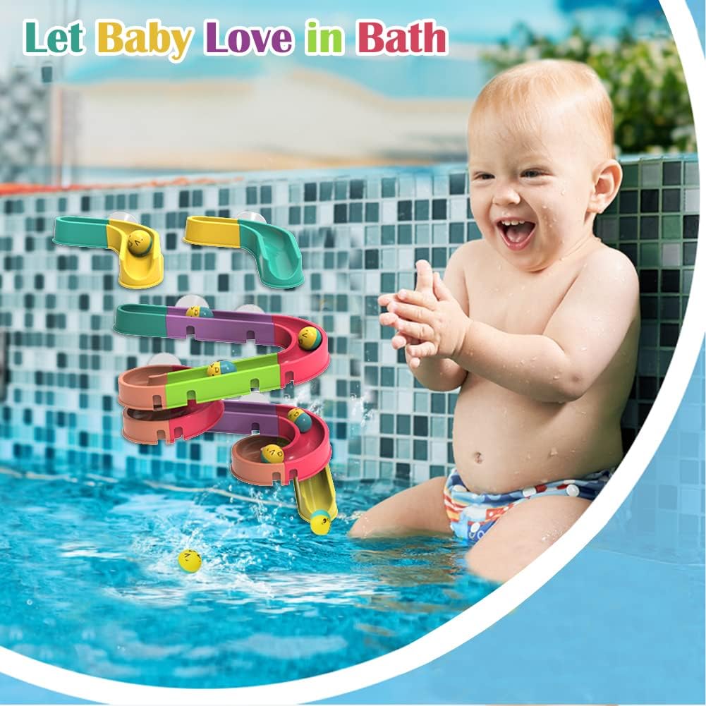 Bath Toys Bath Track Shower Toys Wall Bathtub Toy Slide DIY Assembled Children Bath Game Toys with Suction Cup