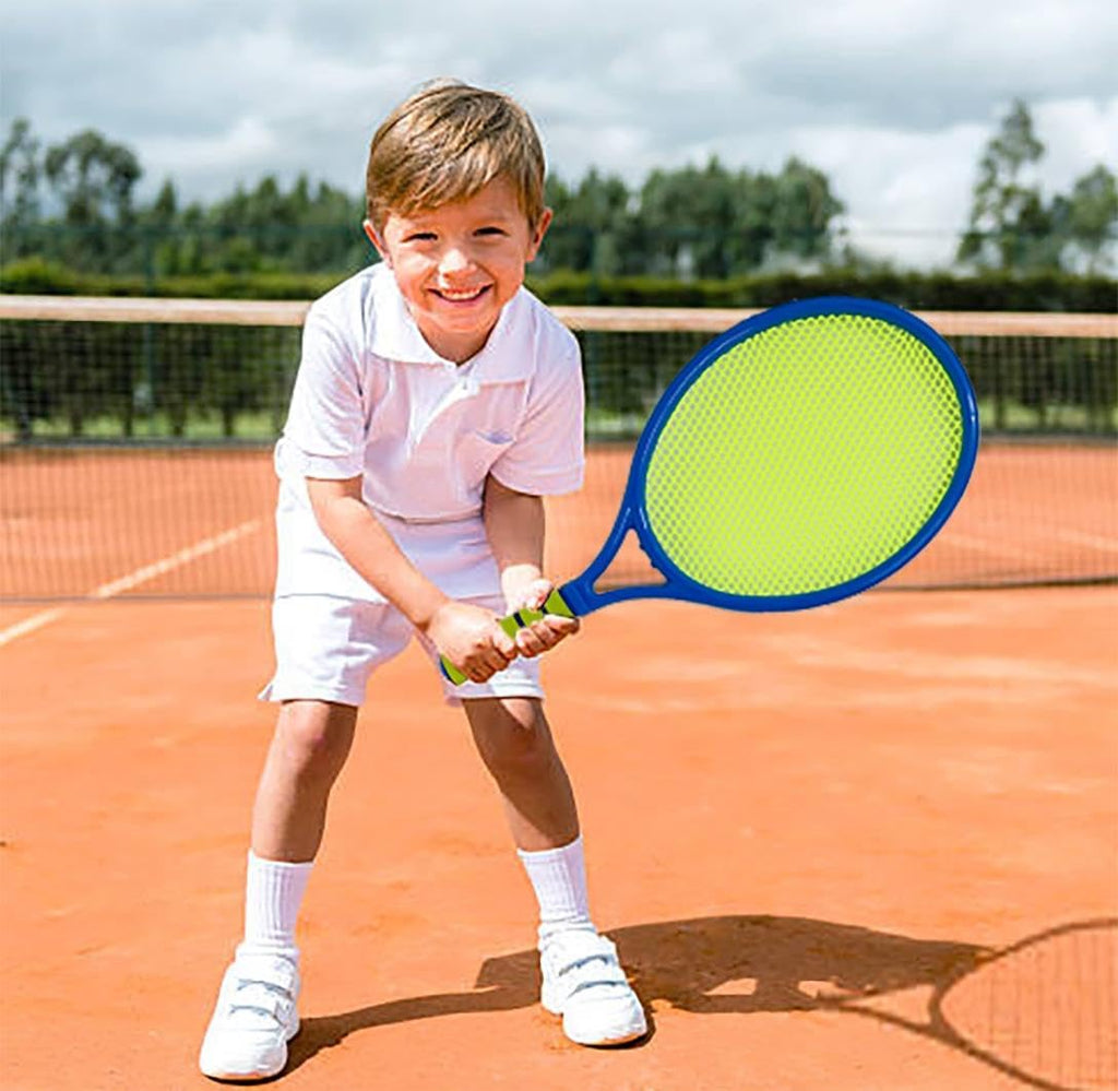Set for kids with 2 Rackets and 2 Balls Garden Tennis Ball Set for Family Outdoor Game, Light Weight and Smooth Edges with foam grid, Ideal for Kids Age 3 and up
