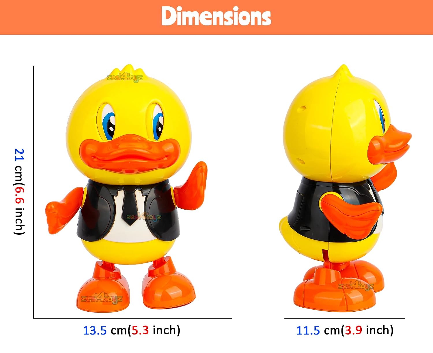 Musical Toys Cute Dancing Gentleman Duck Musical Lighting Doll Interactive Kids Early Educational Battery Operated Toys for Kids (Pack of 1) Yellow