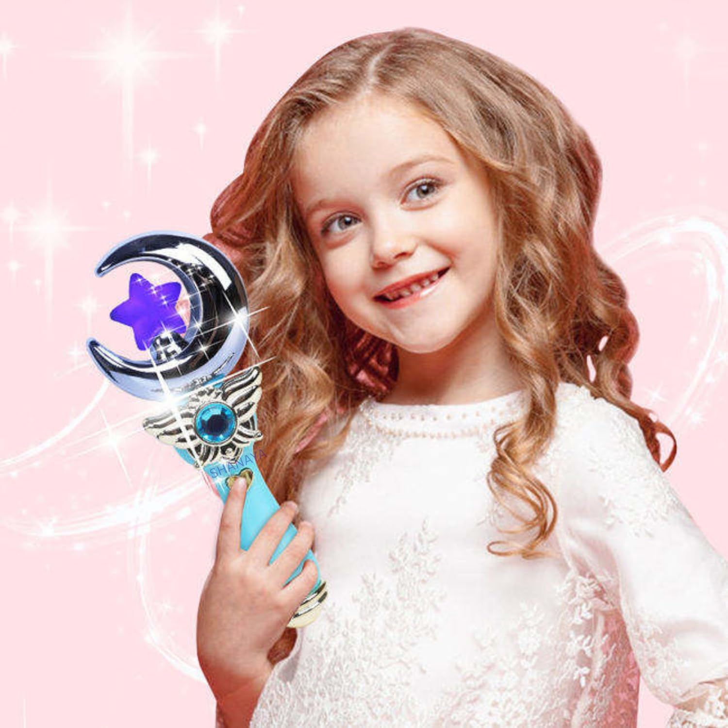 lastic Electronic Magical Fairy Princess Wand Styling Stick with LED Flashing Lights, Music & Glossy Shine Toy
