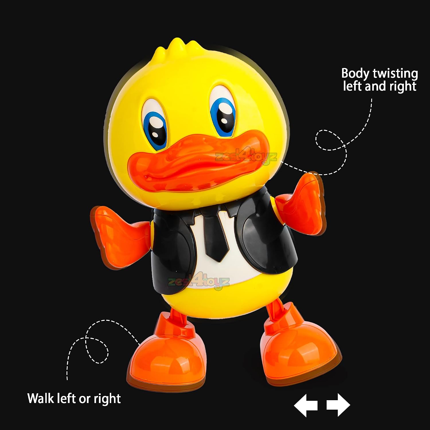 Musical Toys Cute Dancing Gentleman Duck Musical Lighting Doll Interactive Kids Early Educational Battery Operated Toys for Kids (Pack of 1) Yellow