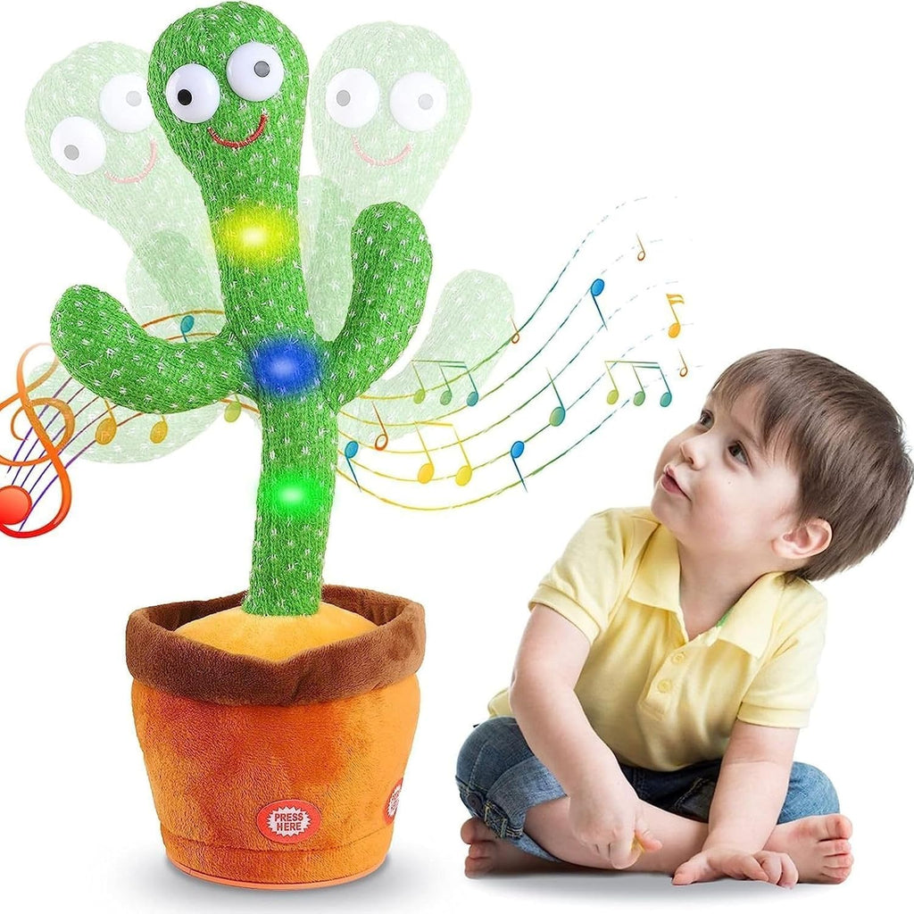 Dancing Cactus Toy with Music and Moving Action Interactive Plush Toy Children Playing Cactus Talking Toy for Home Entertainment