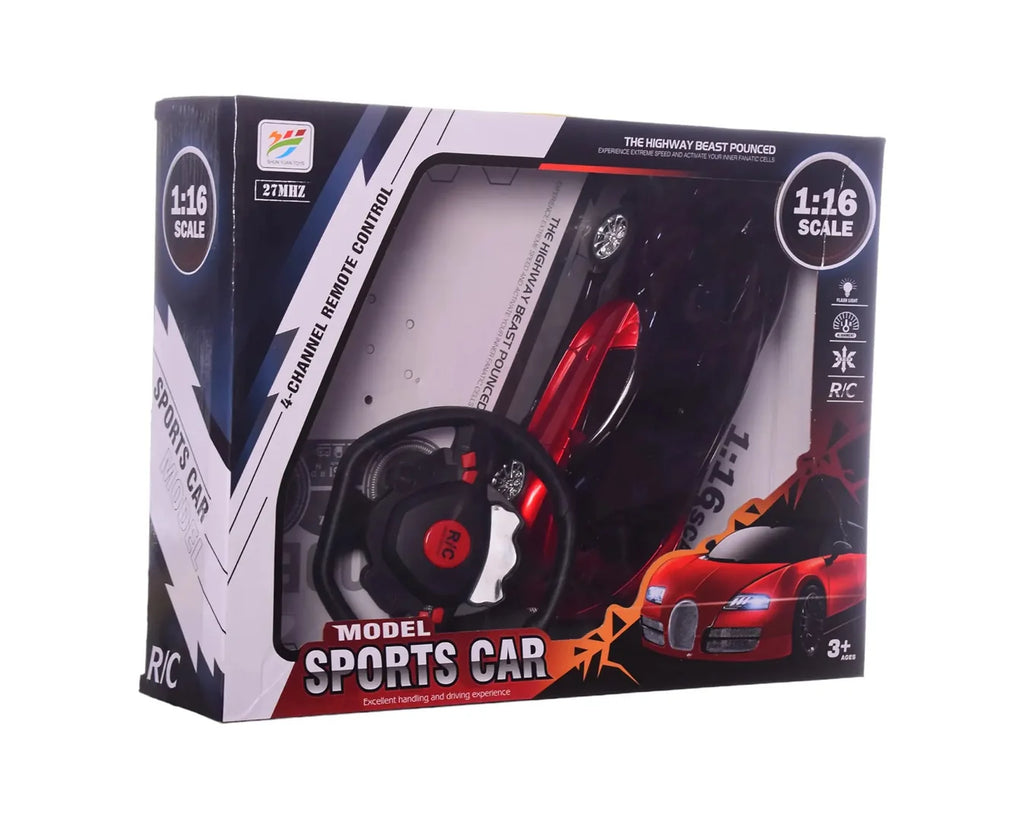 RC Luxury Sports Car 1:16 Scale with Steering Wheel Remote - Gift Box