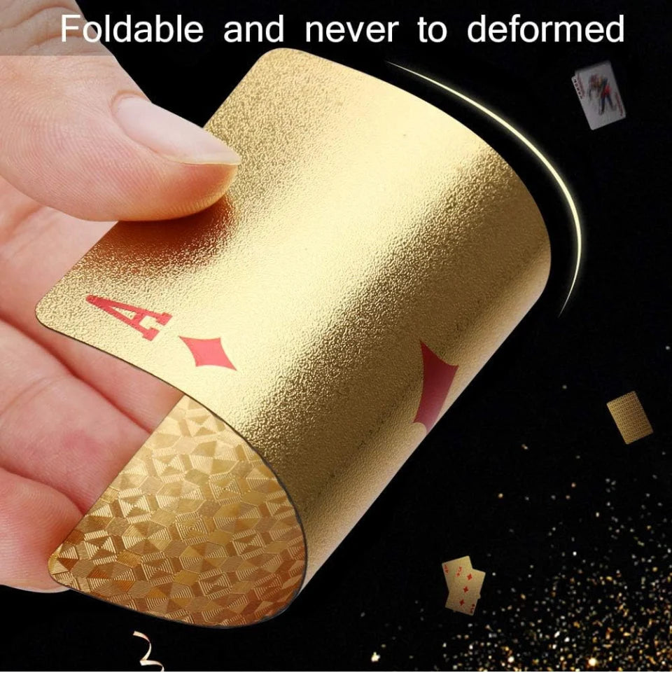 Joyoldelf 2 Decks of Playing Cards, 24K Foil Waterproof Poker – Classic Magic Tricks Tool for Party and Game (Gold+Silver)