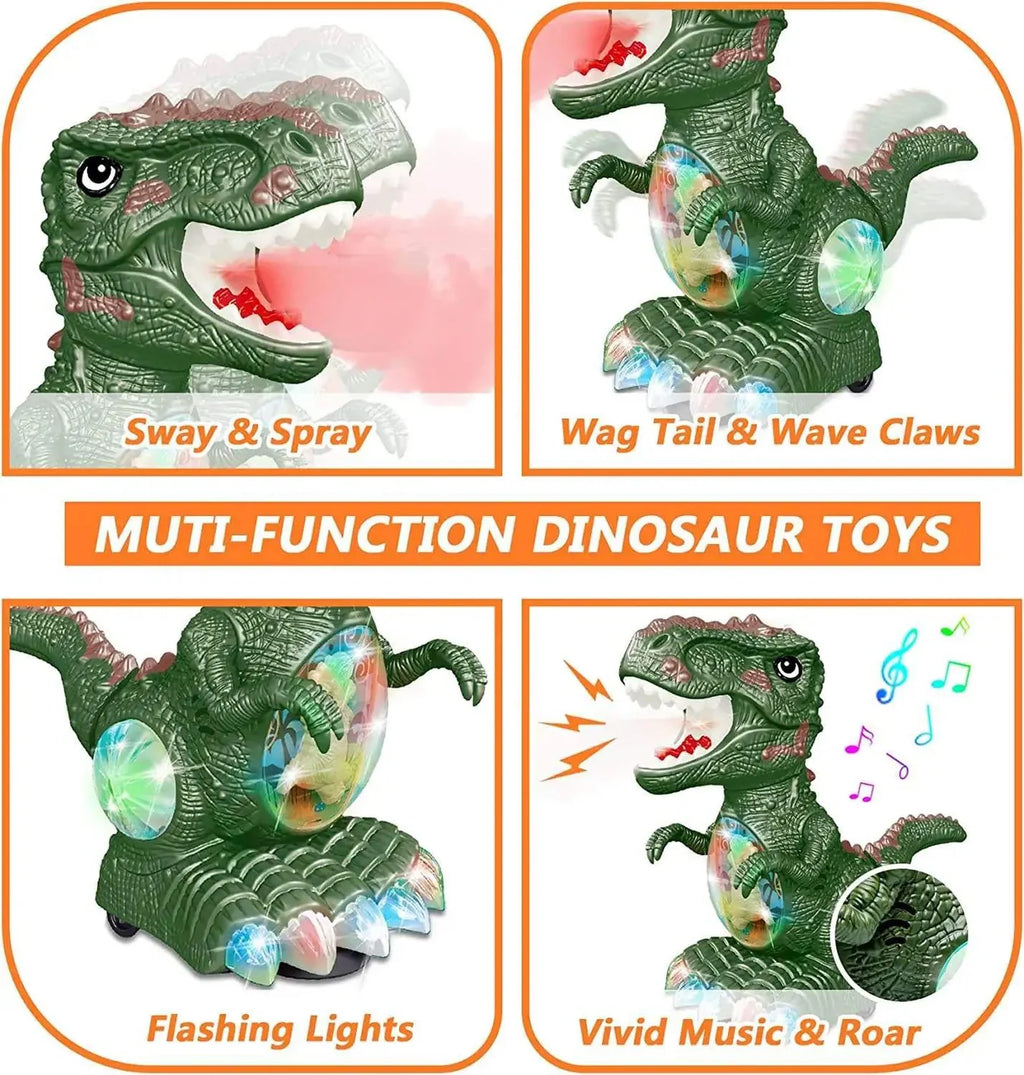 Electric Spray Tyrannosaurus Rex Toy with Mist Spray Effect, Colorful Flashing Lights & Music, Universal Walking Dinosaur Interactive Educational Toy Gift for Kids
