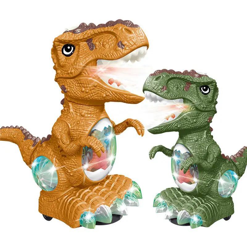 Electric Spray Tyrannosaurus Rex Toy with Mist Spray Effect, Colorful Flashing Lights & Music, Universal Walking Dinosaur Interactive Educational Toy Gift for Kids