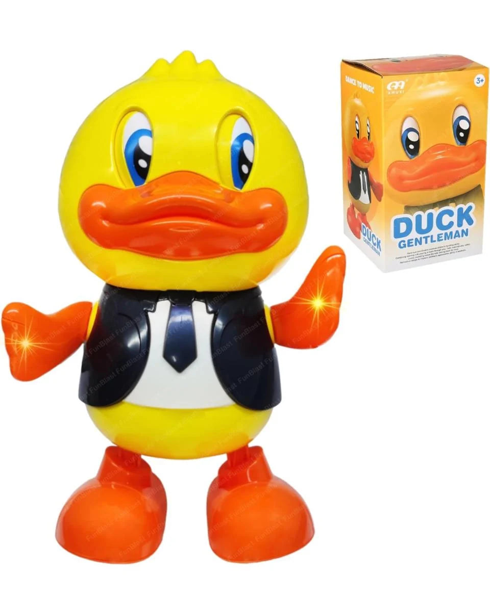 Musical Toys Cute Dancing Gentleman Duck Musical Lighting Doll Interactive Kids Early Educational Battery Operated Toys for Kids (Pack of 1) Yellow