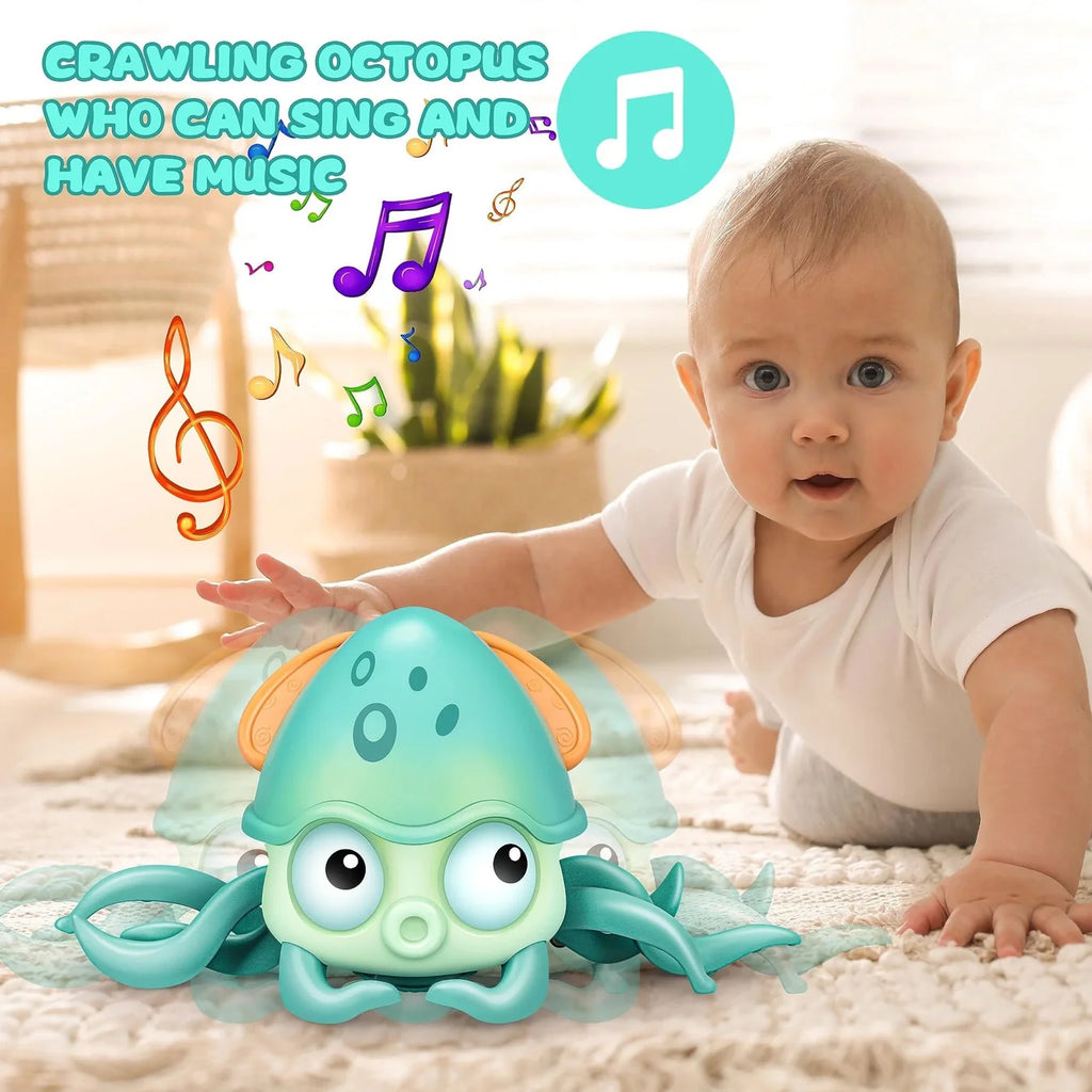 Crawling & Dancing Octopus Toy for Babies, Rechargeable Musical Light-Up Interactive Tummy Time Toy for Infants, Toddlers & Kids, Sensory Motor Development Birthday Gift for Boys & Girls