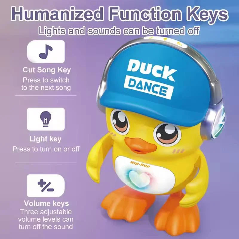 Electric Dancing Hip Hop Duck Toy for Kids, Interactive Musical Duck with Flashing Light & Music, Battery Operated Toddler Entertainment Toy Gift