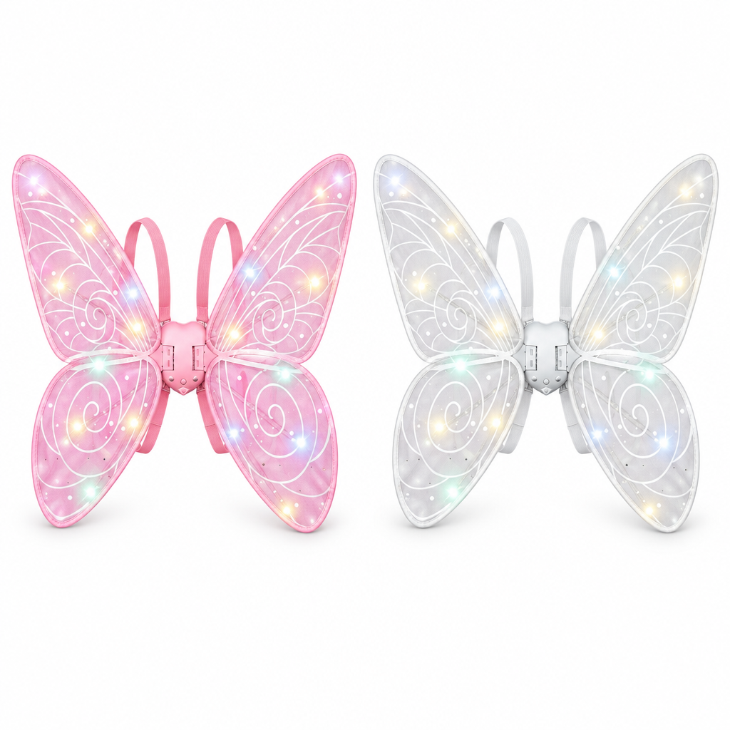 Light-Up Butterfly Fairy Wings for Kids – LED Wings with Music | Adjustable Fancy Dress Costume Accessory