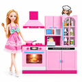 Kids Cooking Doll Kitchen Playset with Lights & Sounds | Fashion Doll & Mini Kitchen | Age 3+