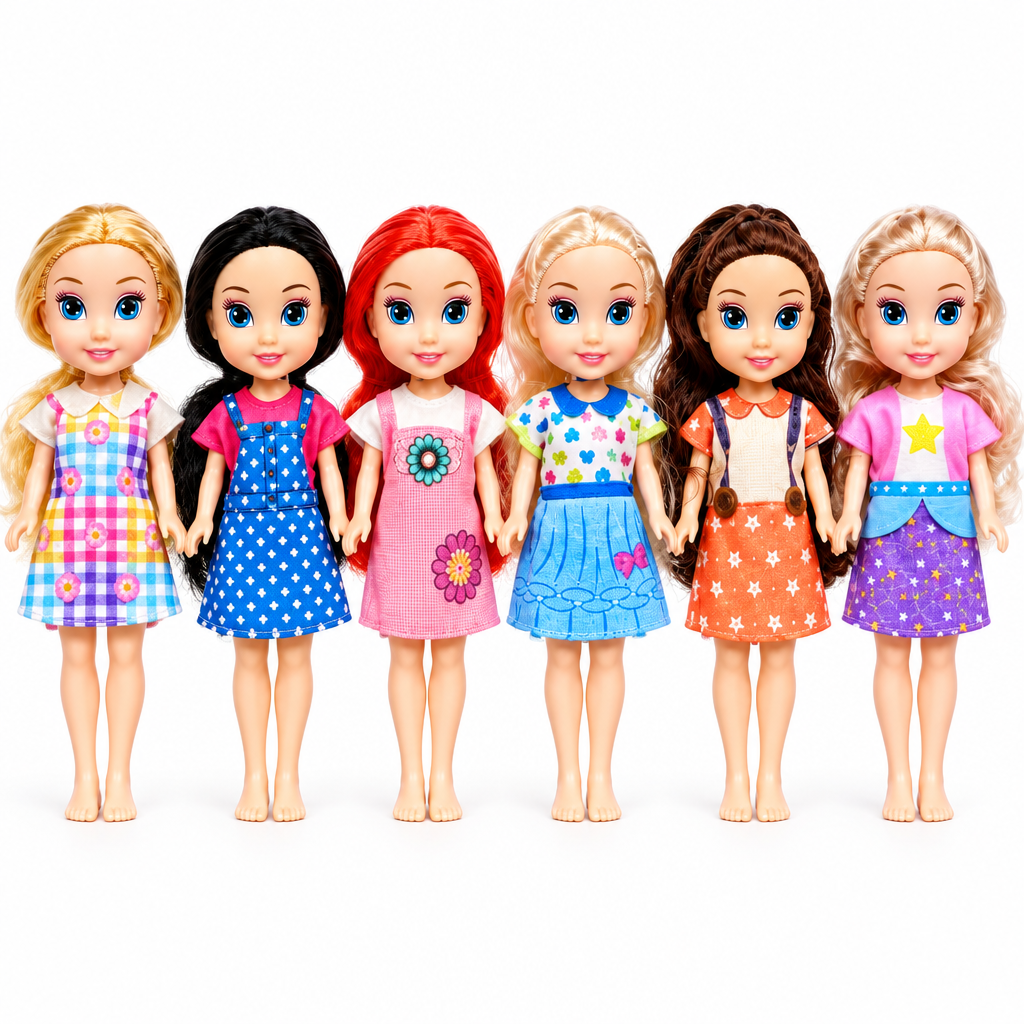 6-Piece Fashion Doll Set – 6 Dolls with Unique Outfits | Age 3+