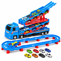 Kids Race Track Carrier Truck with 8 Alloy Cars – 2.1M Foldable Track & Ejection Launcher | Age 3+