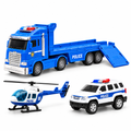 Police Transporter Truck Toy Set with Helicopter & Police Car | Age 3+