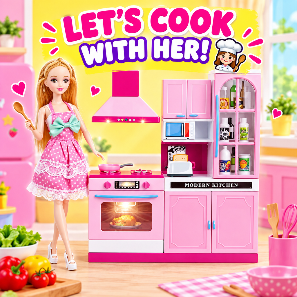 Doll kitchen playset hero with fashion doll