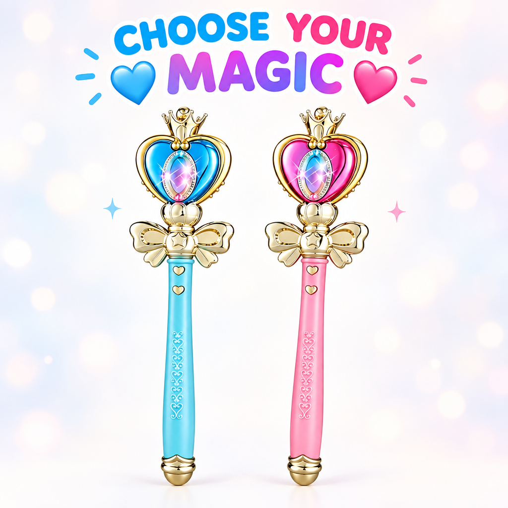 Pink and blue princess magic wand colour comparison
