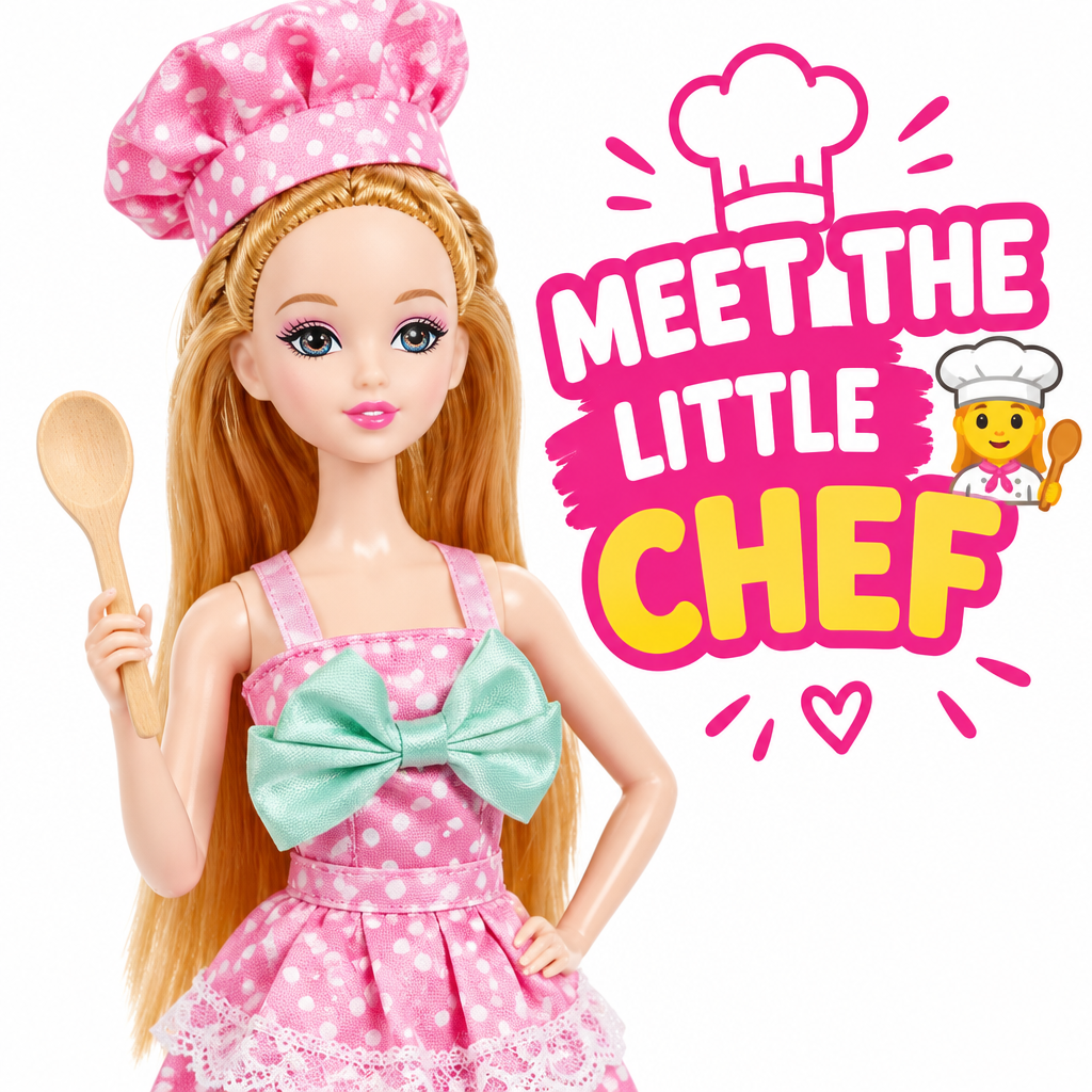 Fashion doll chef outfit close-up