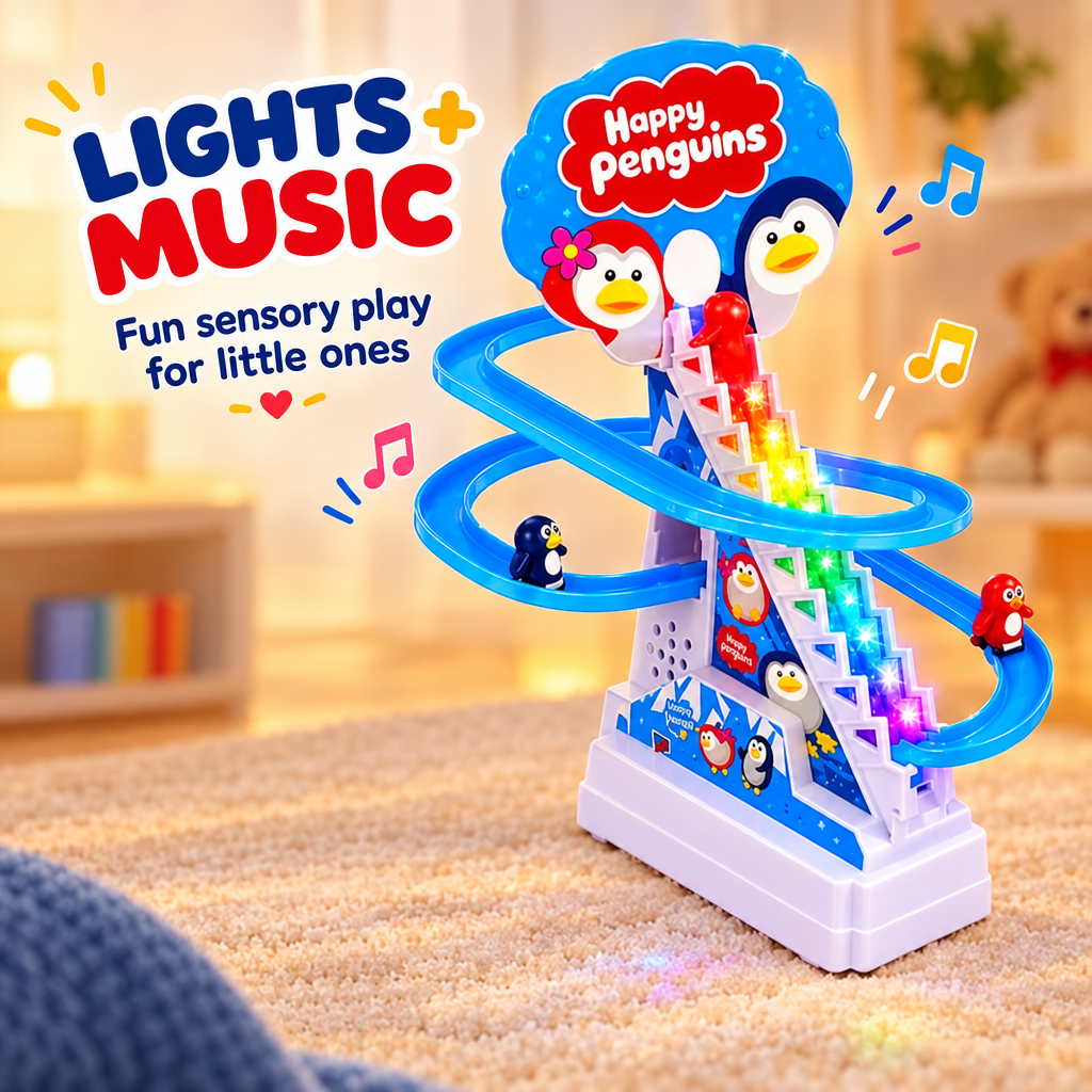 Penguin climbing toy with LED lights