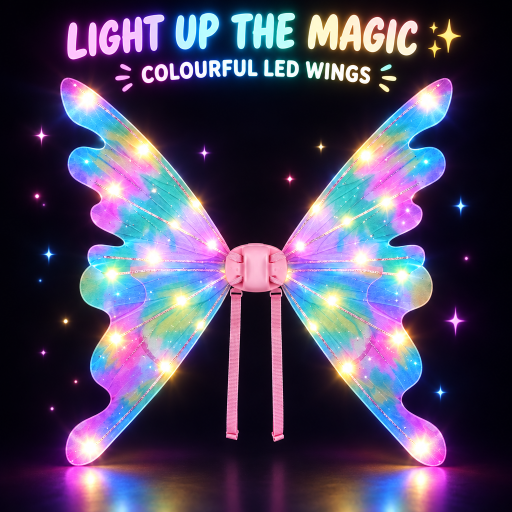 Butterfly fairy wings LED lights close-up