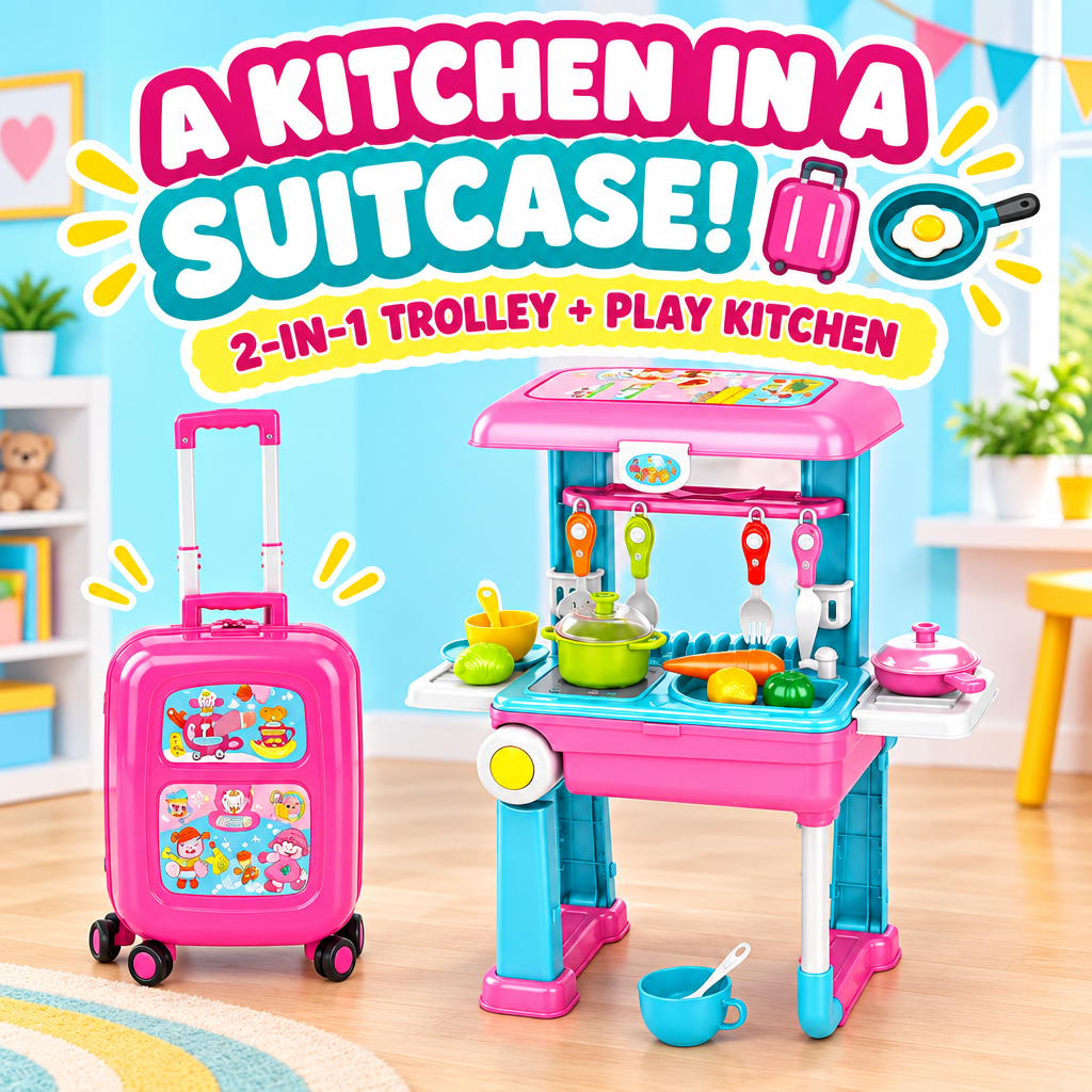 Happy Chef 2-in-1 Kids Kitchen Trolley Playset hero