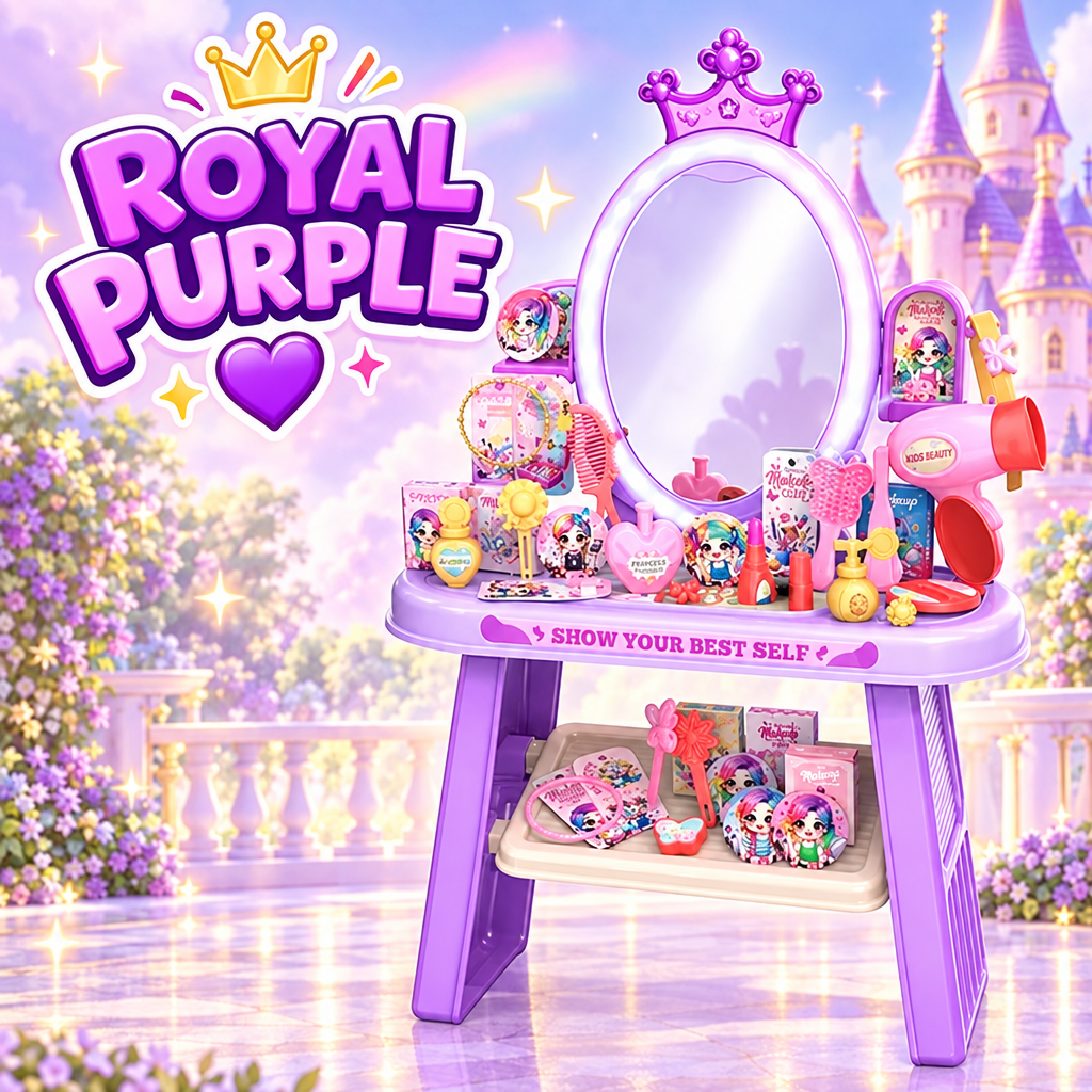 Kids crown dressing table purple colourway