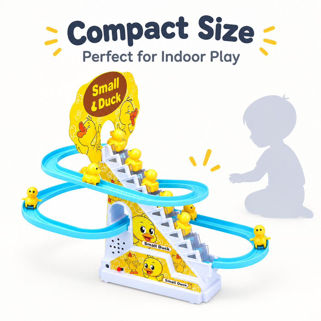 Compact duck climbing toy suitable for indoor play