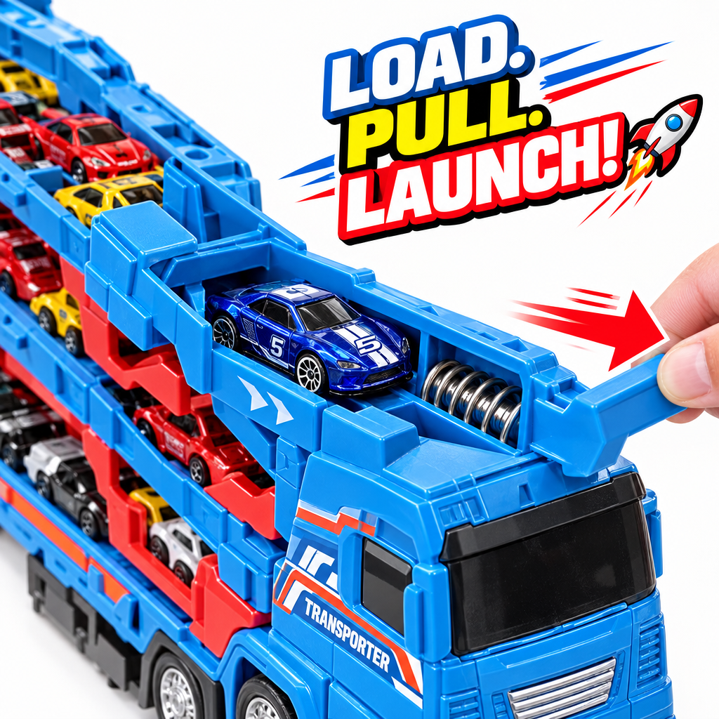 Race track spring-loaded launcher close-up