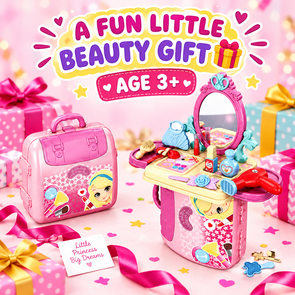 Make-up backpack and vanity table playset gift presentation