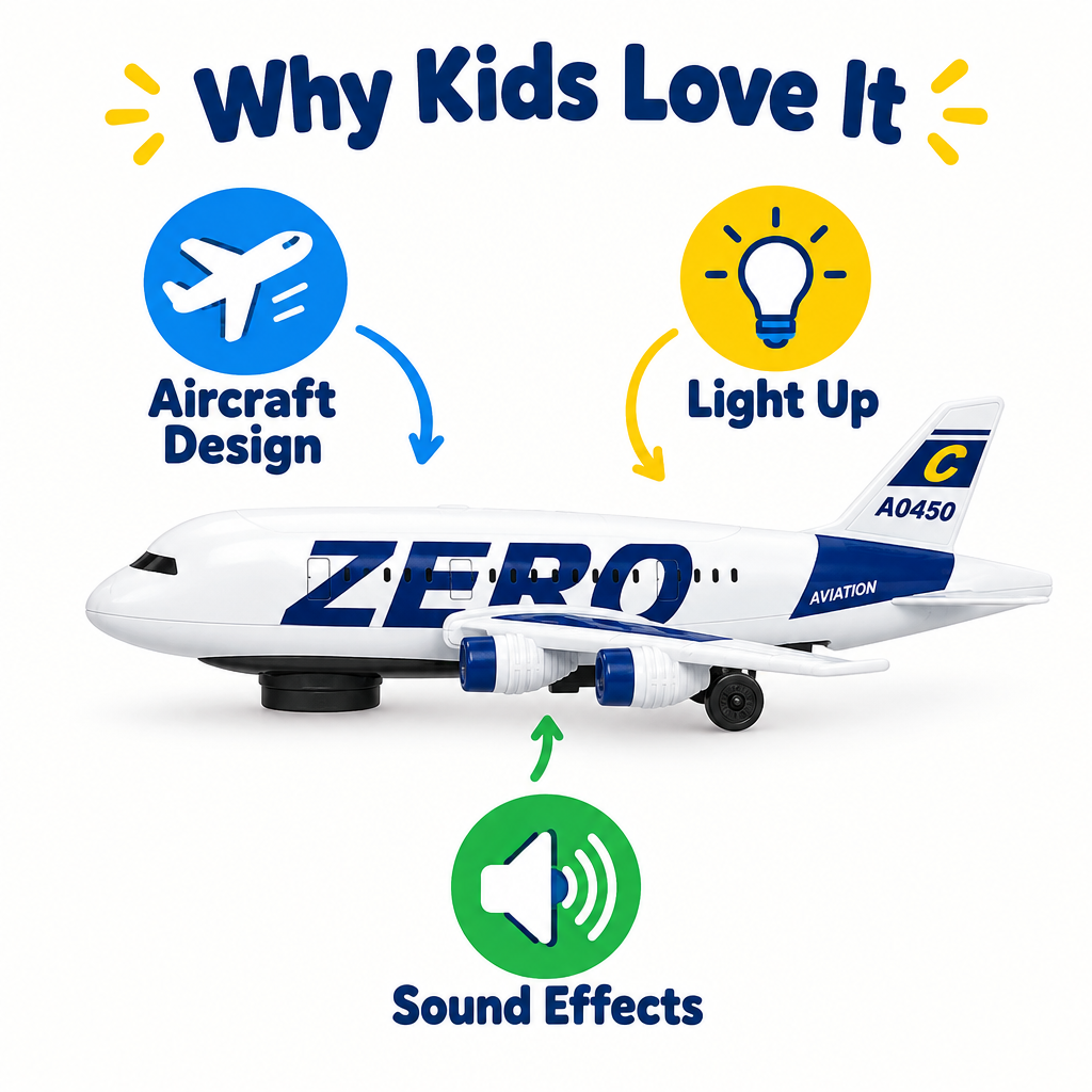Realistic aircraft toy for children age 3 plus