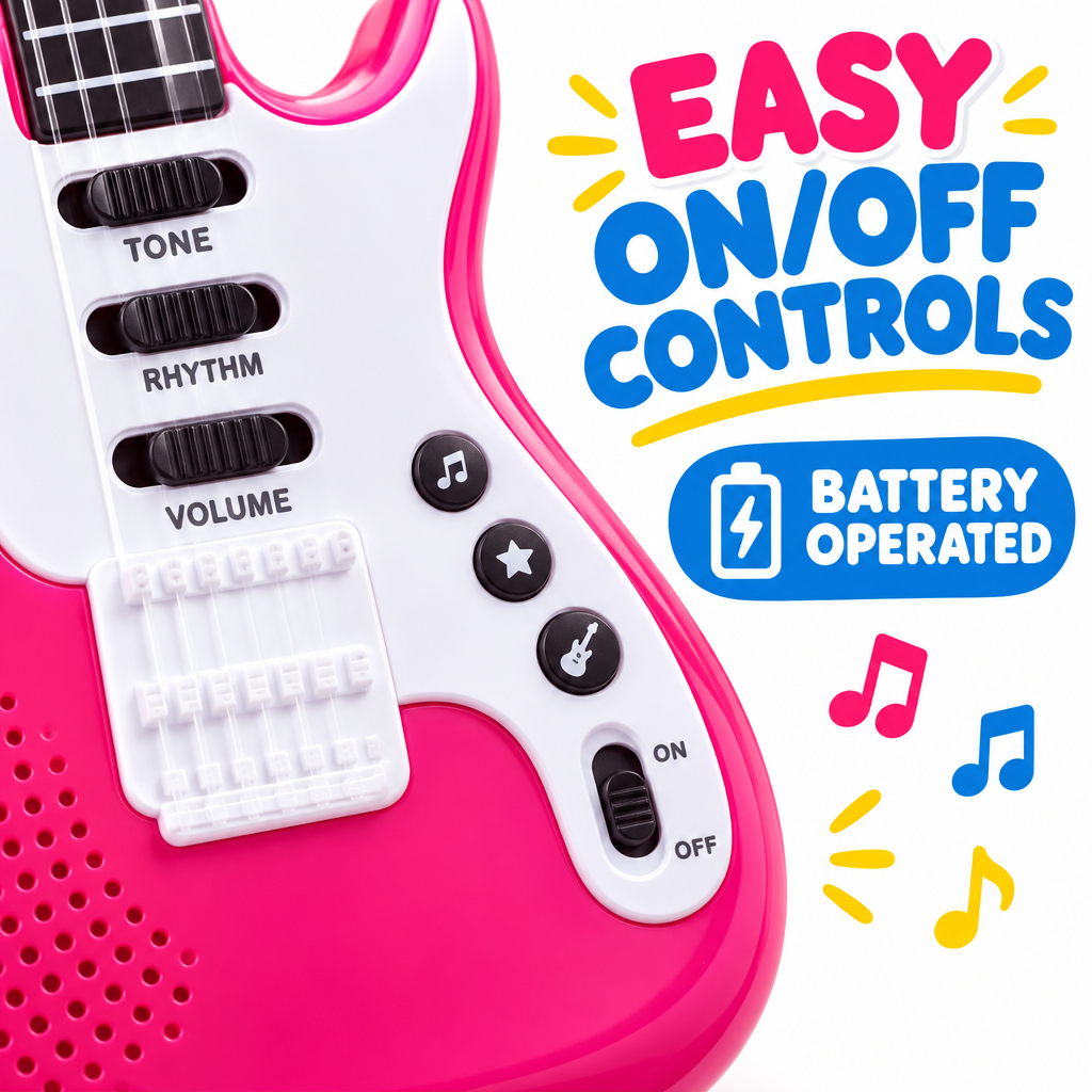 Musical guitar toy with easy-to-use buttons for kids