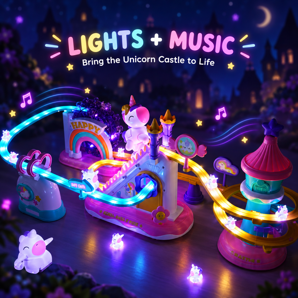 Lights and music - bring the unicorn castle to life