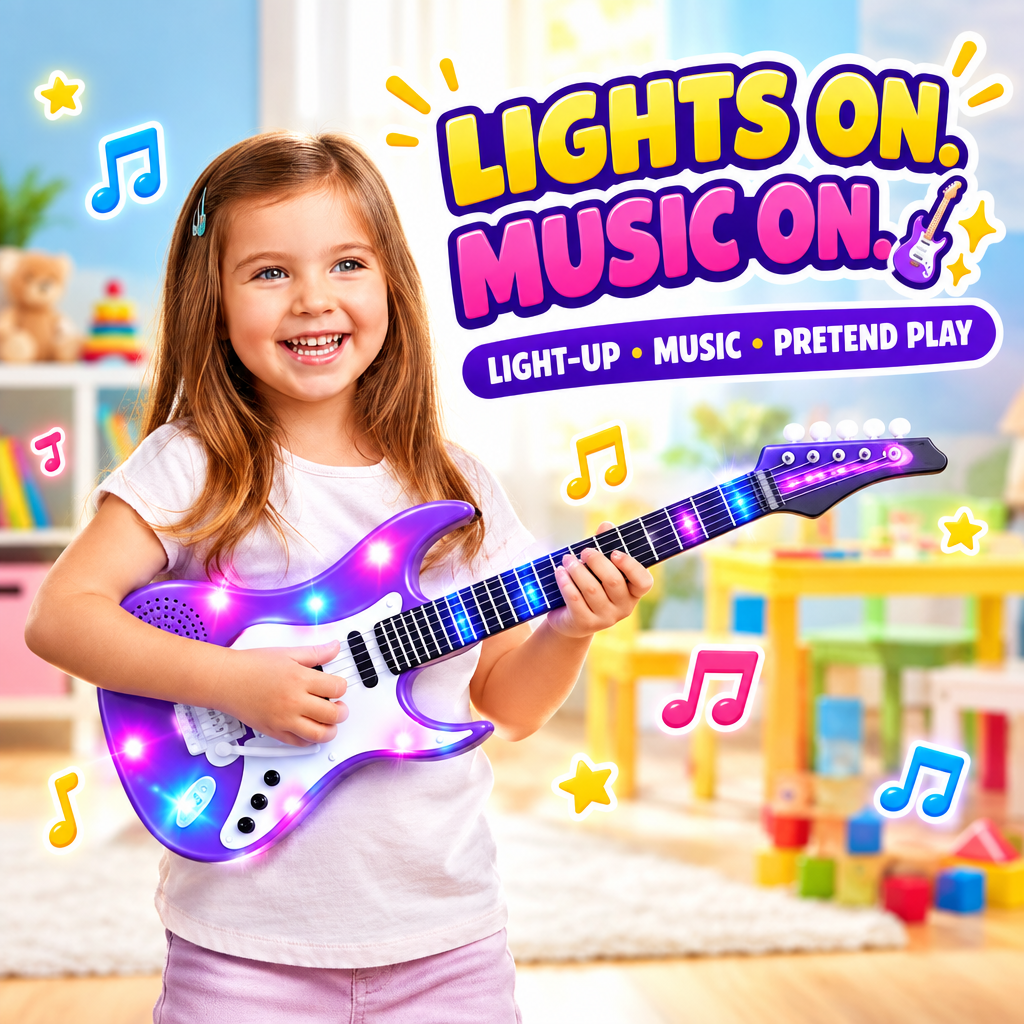 Light-up electric guitar-style toy for children age 3+