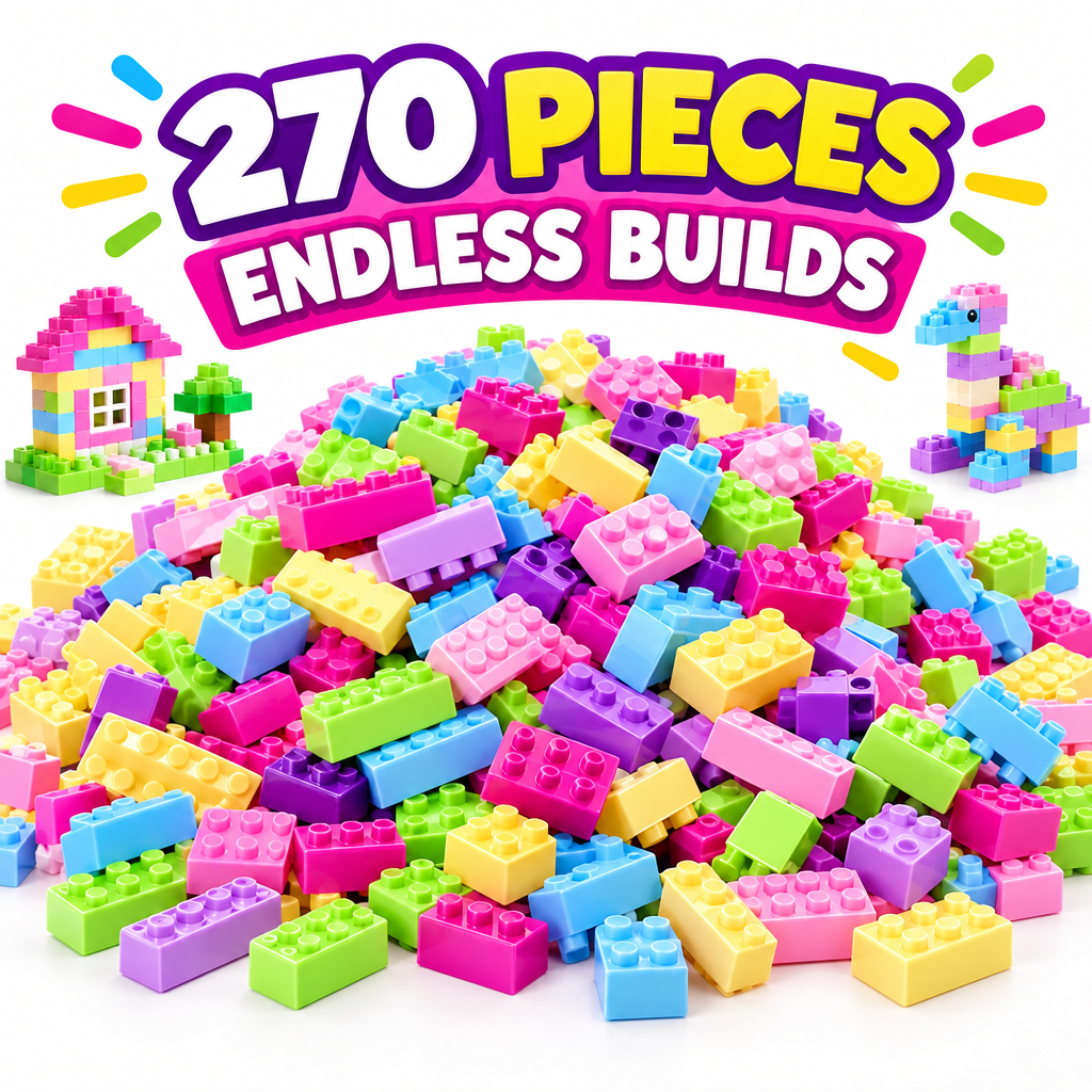 270-piece colourful building blocks set hero photo