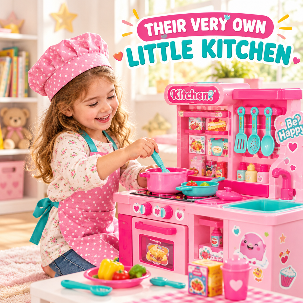 Child playing with kids kitchen playset