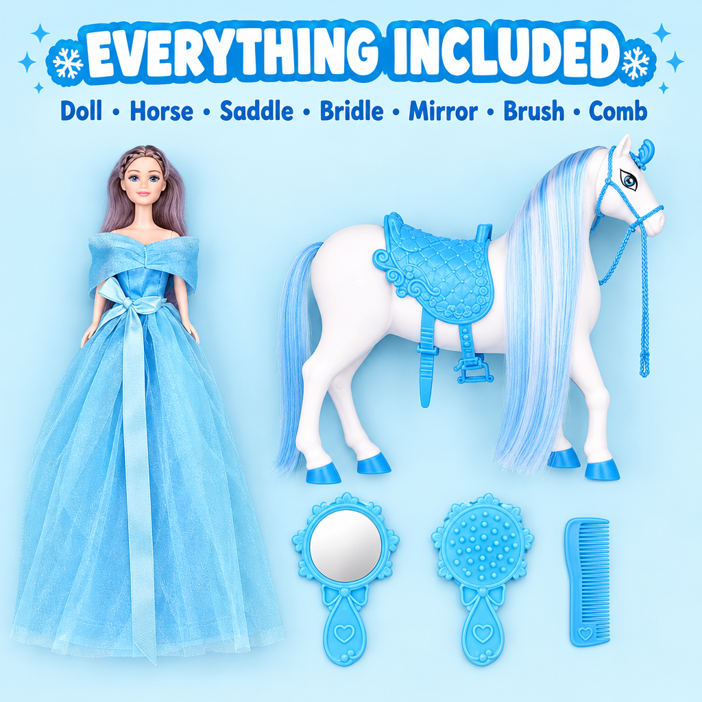 Ice Princess playset full contents flat lay