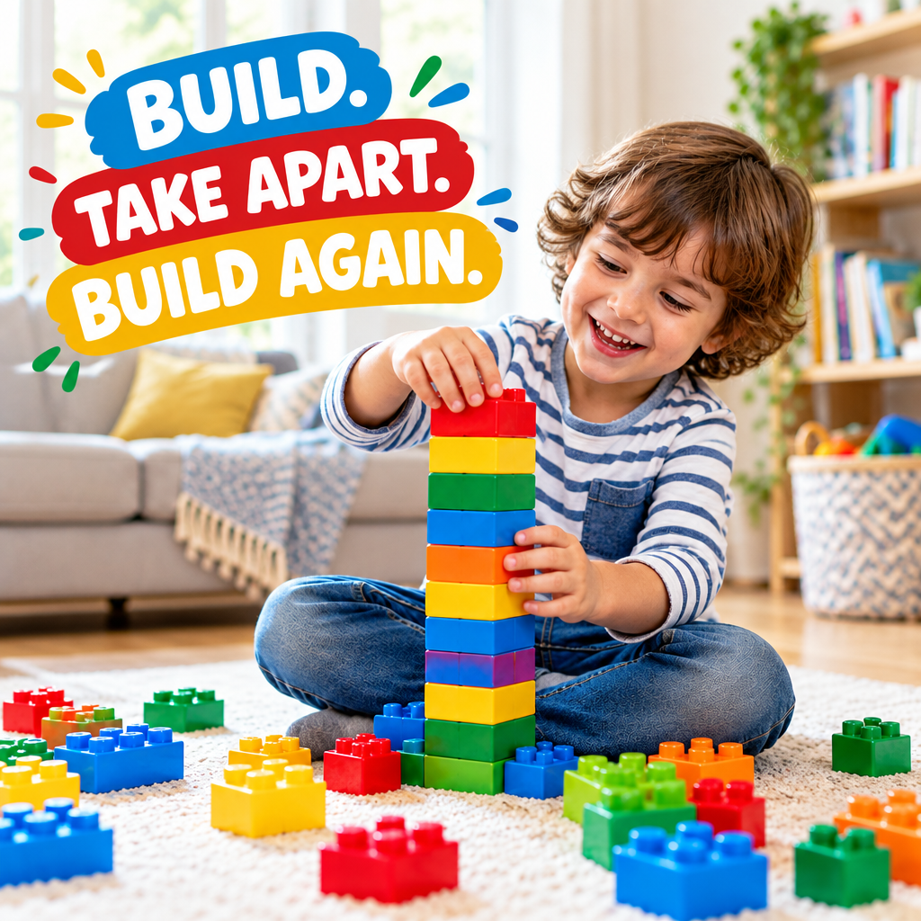 173-piece building blocks set with convenient carry box for storage