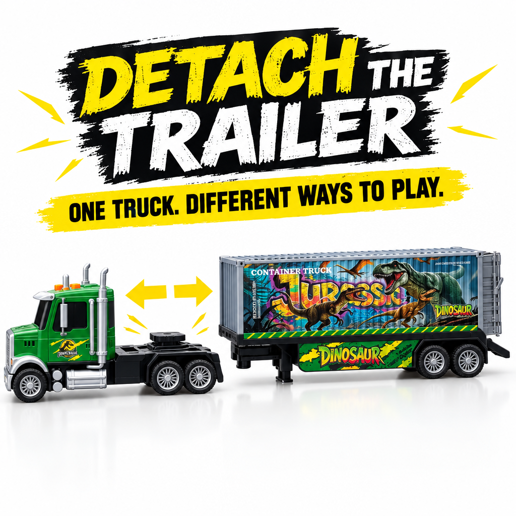 Dinosaur truck removable trailer