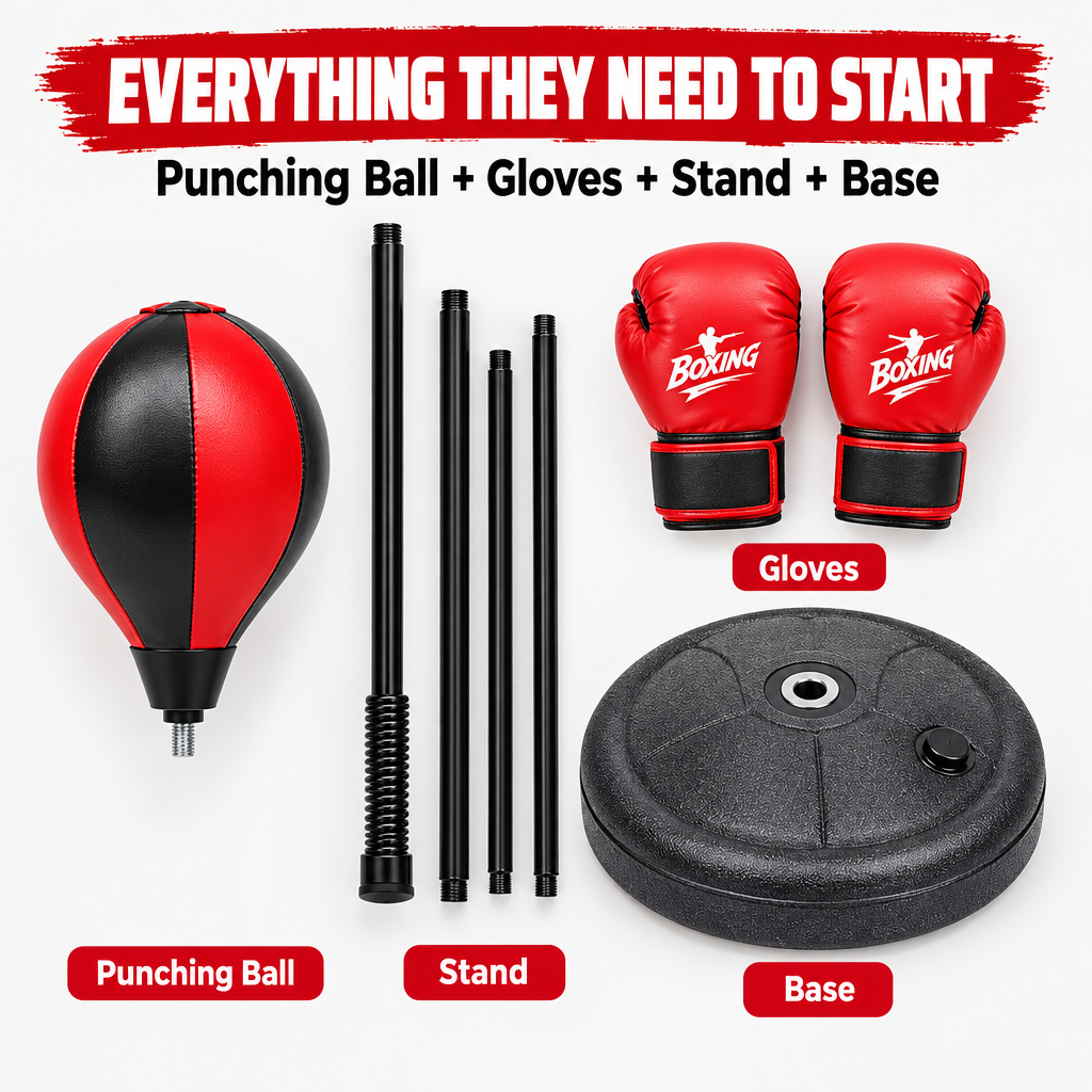 Kids boxing punching bag set with all included components