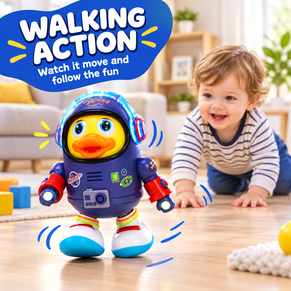 Walking interactive duck toy for toddlers