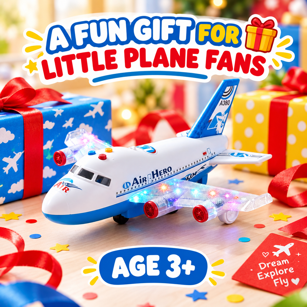 （gift presentation）：Bump and go toy plane presented as a gift for children aged 3 and over