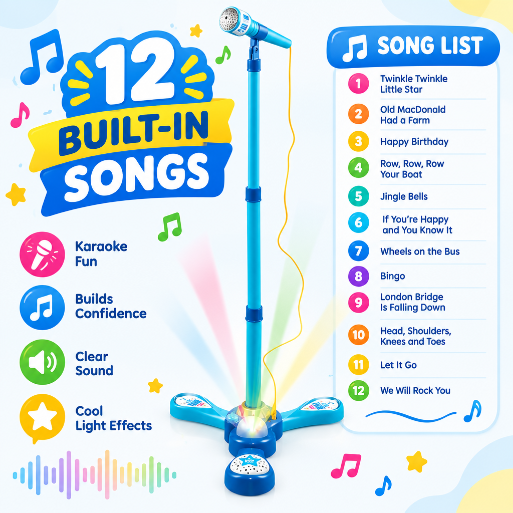 Kids karaoke microphone 12 built-in songs