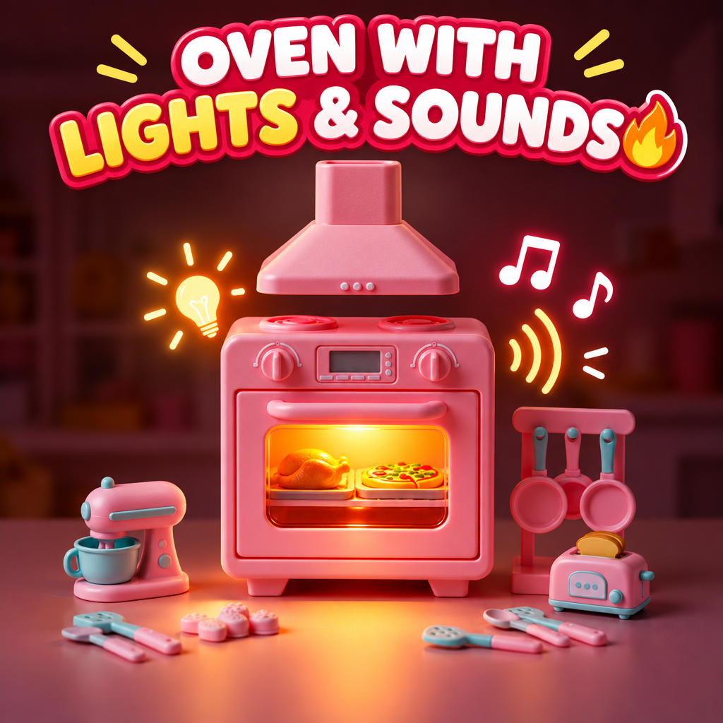 Doll kitchen playset oven lights and sounds