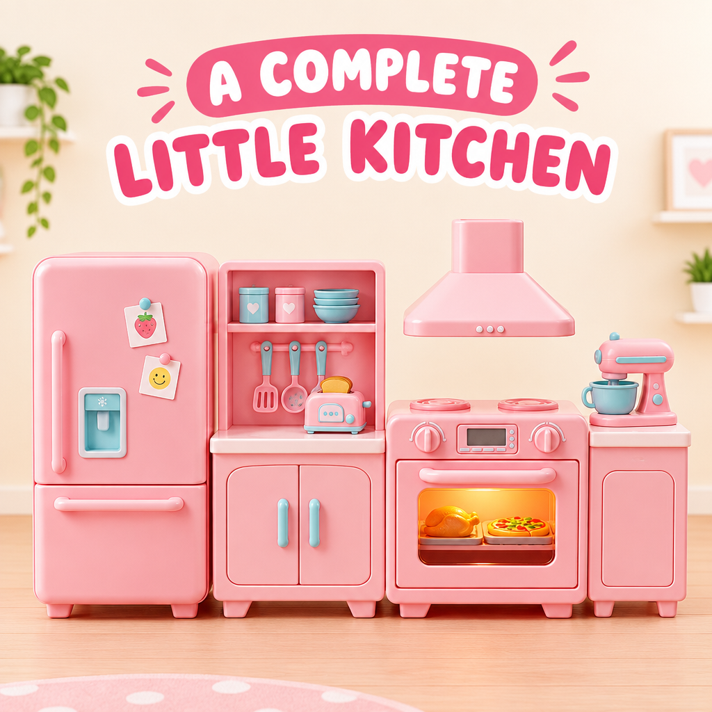 Doll kitchen playset complete kitchen features